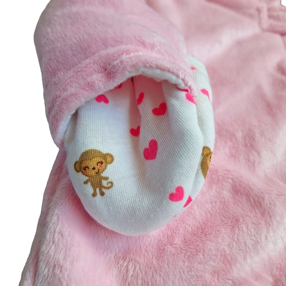Carter's Just One You, Pink Monkey Soft Winter Jumpsuit, Size 6 Month - Picture 6 of 7